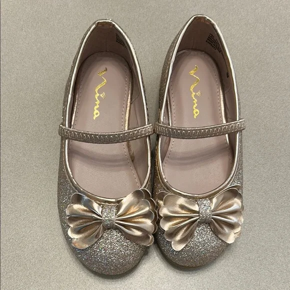 Nina Gold Dress Shoes with Glitter Finish
